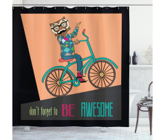 Motivational Words and Owl Shower Curtain