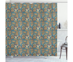 Stack of Books Coffee Shower Curtain