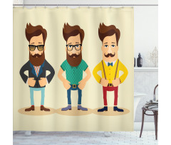 Men Hipster Fashion Sketch Shower Curtain