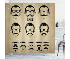 Male Face Moustache Hair Shower Curtain