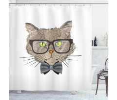 Urban Style Hipster Cat Shower Curtain