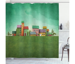 Village of Absurd Houses Shower Curtain