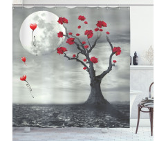 Romantic Full Moon Night Shower Curtain