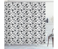 Black and White Clams Shower Curtain