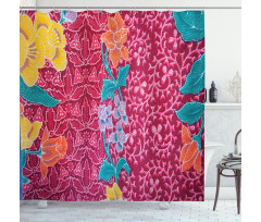 Colorful Blossoms Batik Shower Curtain