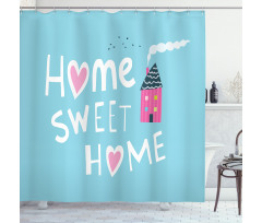 Graphic House and Chimney Shower Curtain