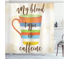 Caffeine Words Retro Mug Shower Curtain