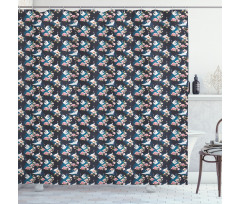 Cranes and Pinky Magnolia Shower Curtain