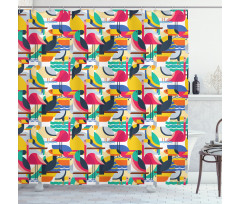 Toucan and Flamingos Shower Curtain