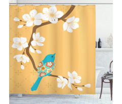 Birds on Cherry Blossom Shower Curtain