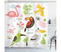 Flamingo and Pelican Shower Curtain
