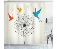 Dandelion and Swallows Shower Curtain
