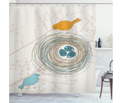 Blue Eggs in Birds Nest Shower Curtain