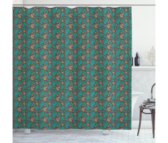 Retro Curly Leaves Shower Curtain