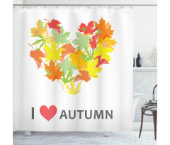 Maple Leaves with Heart Shower Curtain