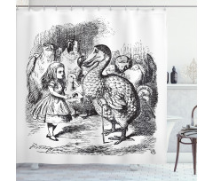 Alice and the Dodo Sketch Shower Curtain