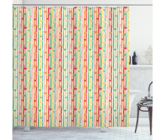 Hearts on Stripes Shower Curtain