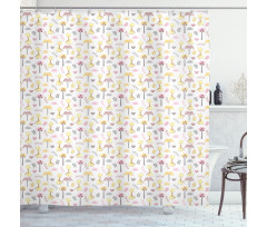 Young Giraffes Palm Trees Shower Curtain