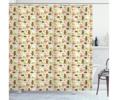 Happy Fun Forest Animals Shower Curtain