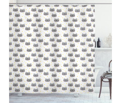 Hipster Kitties Glasses Shower Curtain