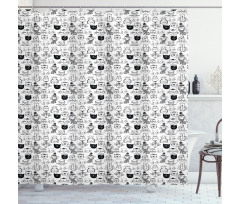 Comic Doodle Cats Hipster Shower Curtain