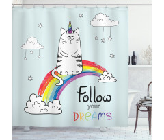 Follow Your Dreams Rainbow Shower Curtain