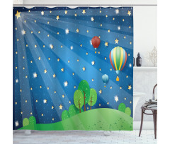 Cartoon Balloons Stars Shower Curtain