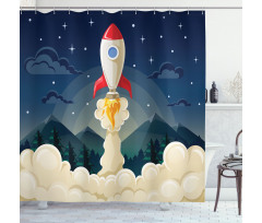 Rocket in the Woodlands Shower Curtain