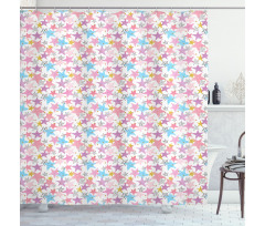 Watercolor Dots Stripes Shower Curtain