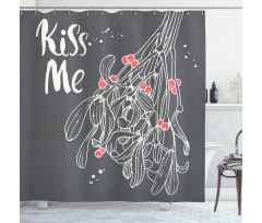 Mistletoe Sketch Noel Shower Curtain