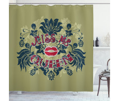 Words Flower and Leaf Shower Curtain