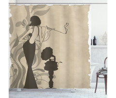 Smoker Girl Retro Shower Curtain