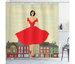 Lady in Red Dress Shower Curtain