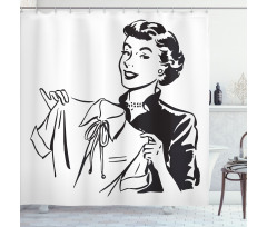 Lady with Blouse Shower Curtain