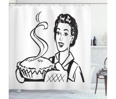 Wife Bakes Pie Shower Curtain