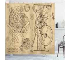 Hand-Drawn Machines Shower Curtain