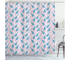 Violin with Notes Pattern Shower Curtain