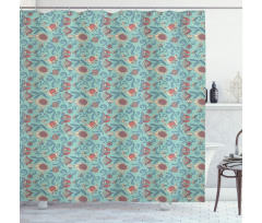 Woodland Floral Design Shower Curtain