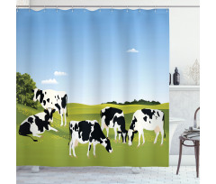 Graphic Domestic Cows Shower Curtain