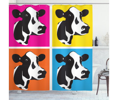 Pop Art Cow Heads Image Shower Curtain
