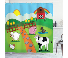 Cartoon Farmhouse Life Shower Curtain