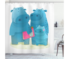 Graphic Happy Family Shower Curtain