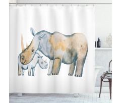 Mother and Baby Animals Shower Curtain