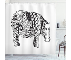 Hippo Geometric Ornament Shower Curtain