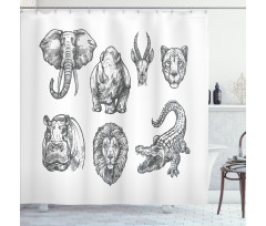 Hand-Drawn Zoo Animals Shower Curtain