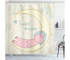 Cartoon Hippo Sleeping Shower Curtain