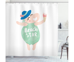 Girl Ice Cream Swimsuit Shower Curtain