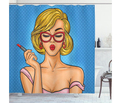 Red Cat Eyeglasses Shower Curtain