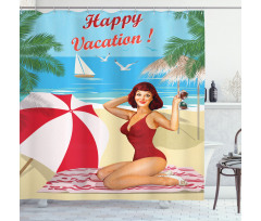 Red Bathing Suits Shower Curtain
