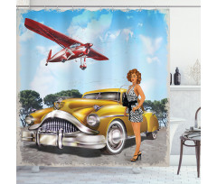 Vintage Biplane Shower Curtain